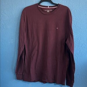 Tommy Hilfiger Men's Deep Red Long Sleeve Tee